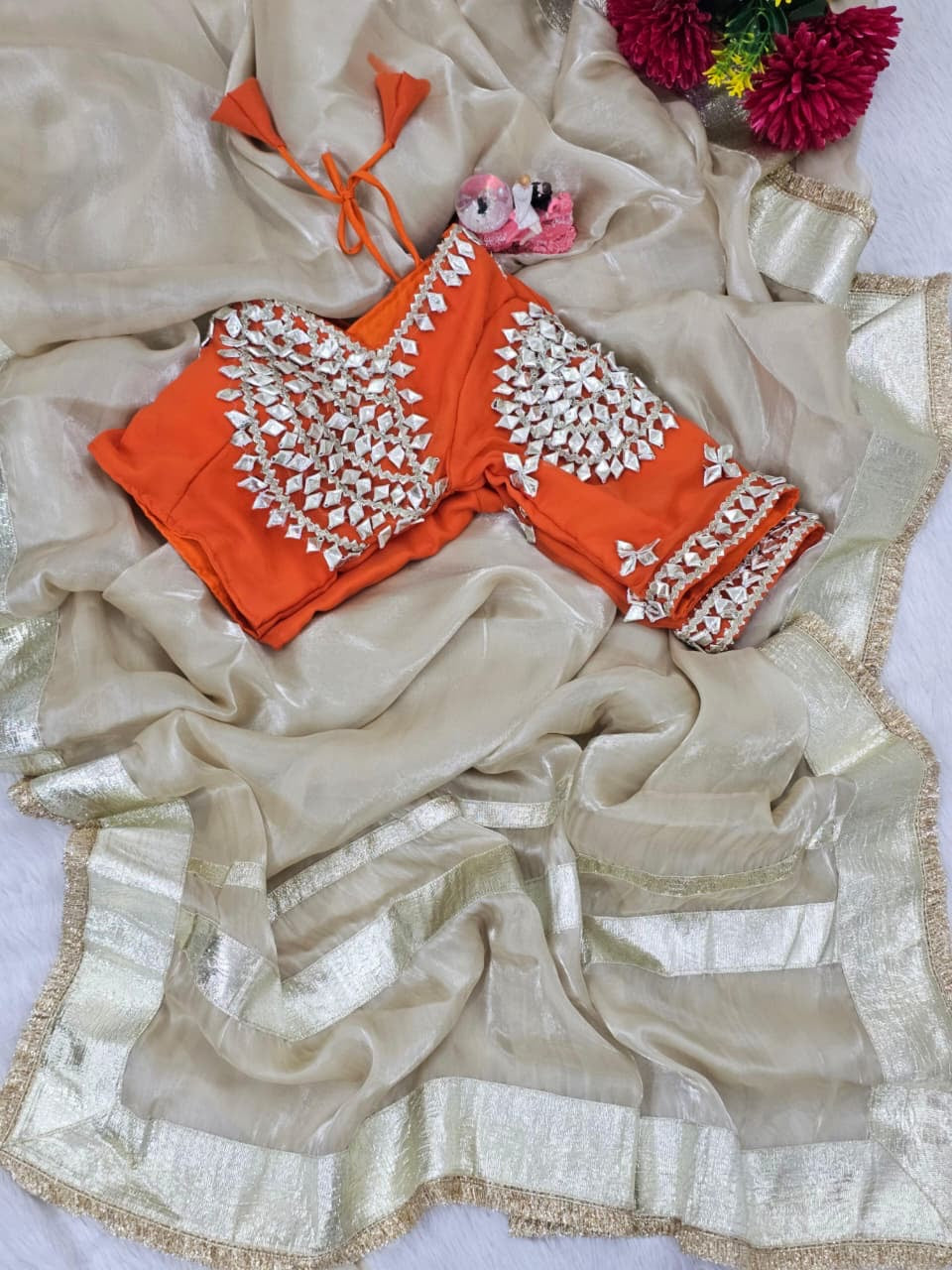 G-MEE Satin Saree With Stitched Aangi Blouse