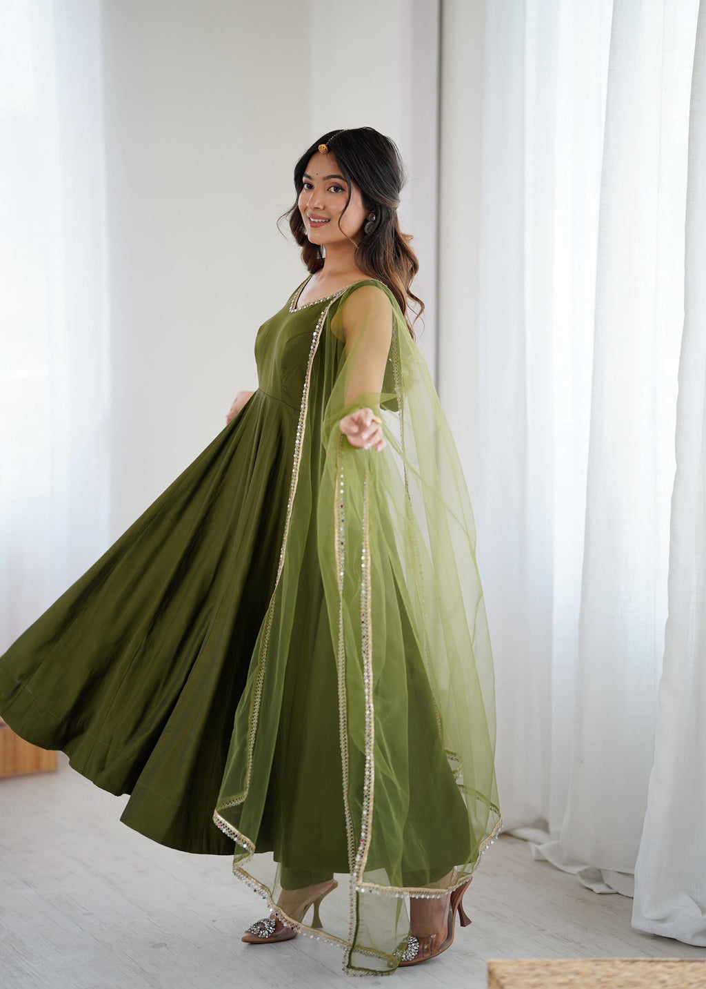 Roman Silk Chanderi Anarkali Set
