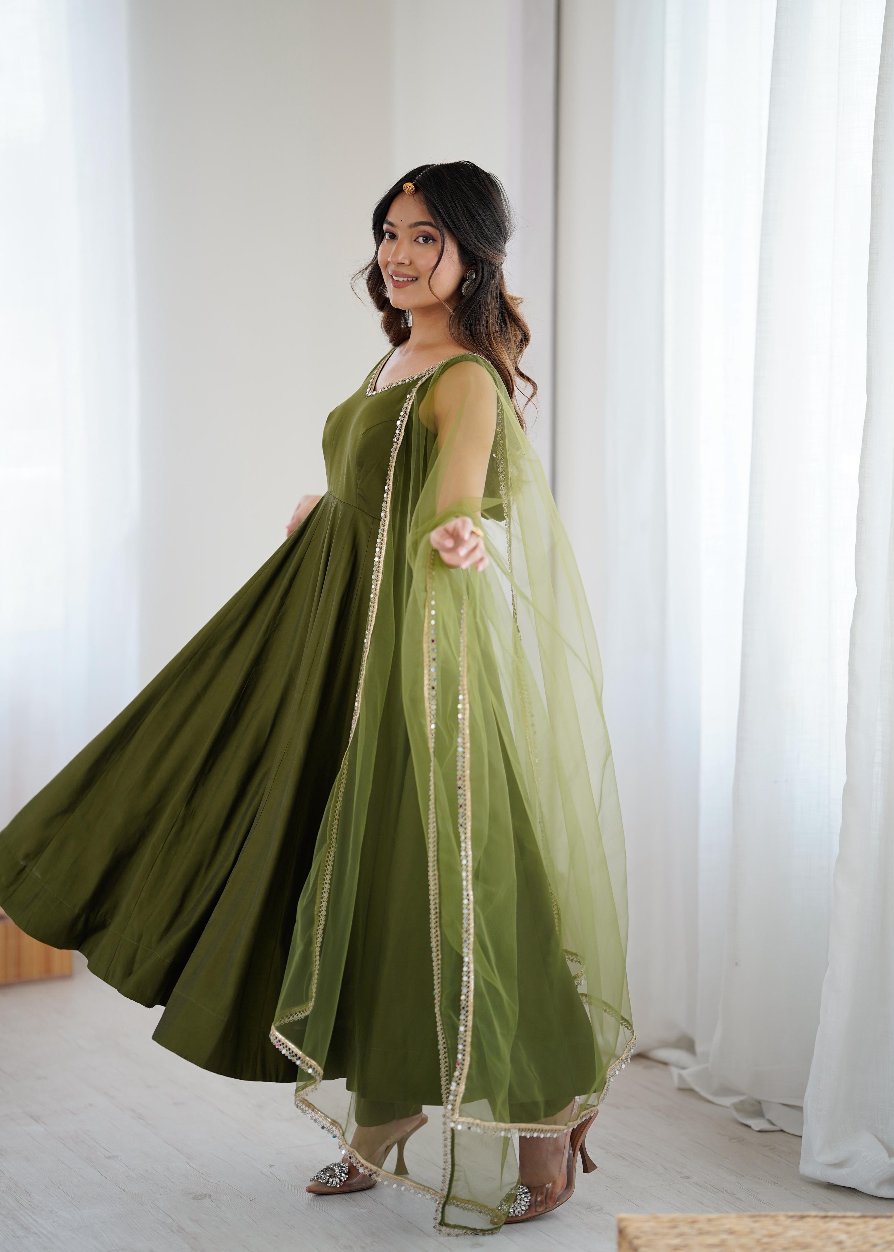 Roman Silk Chanderi Anarkali Set