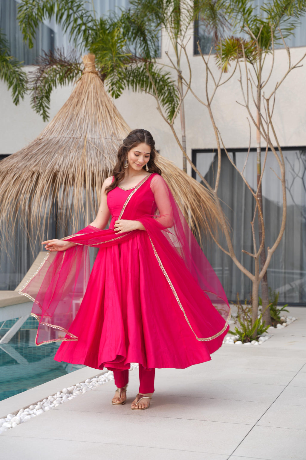 Roman Silk Chanderi Anarkali Set