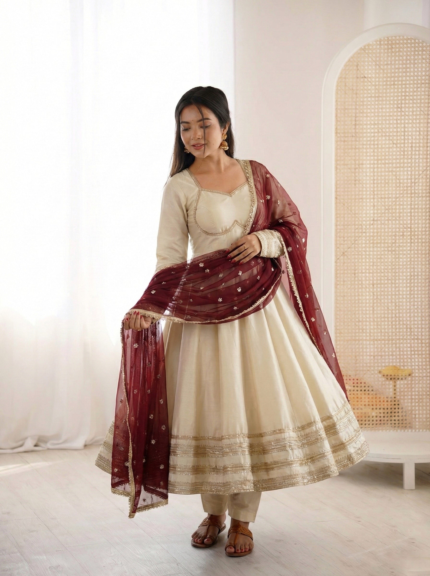 Elegant Heavy Lace Work Designer Anarkali Set