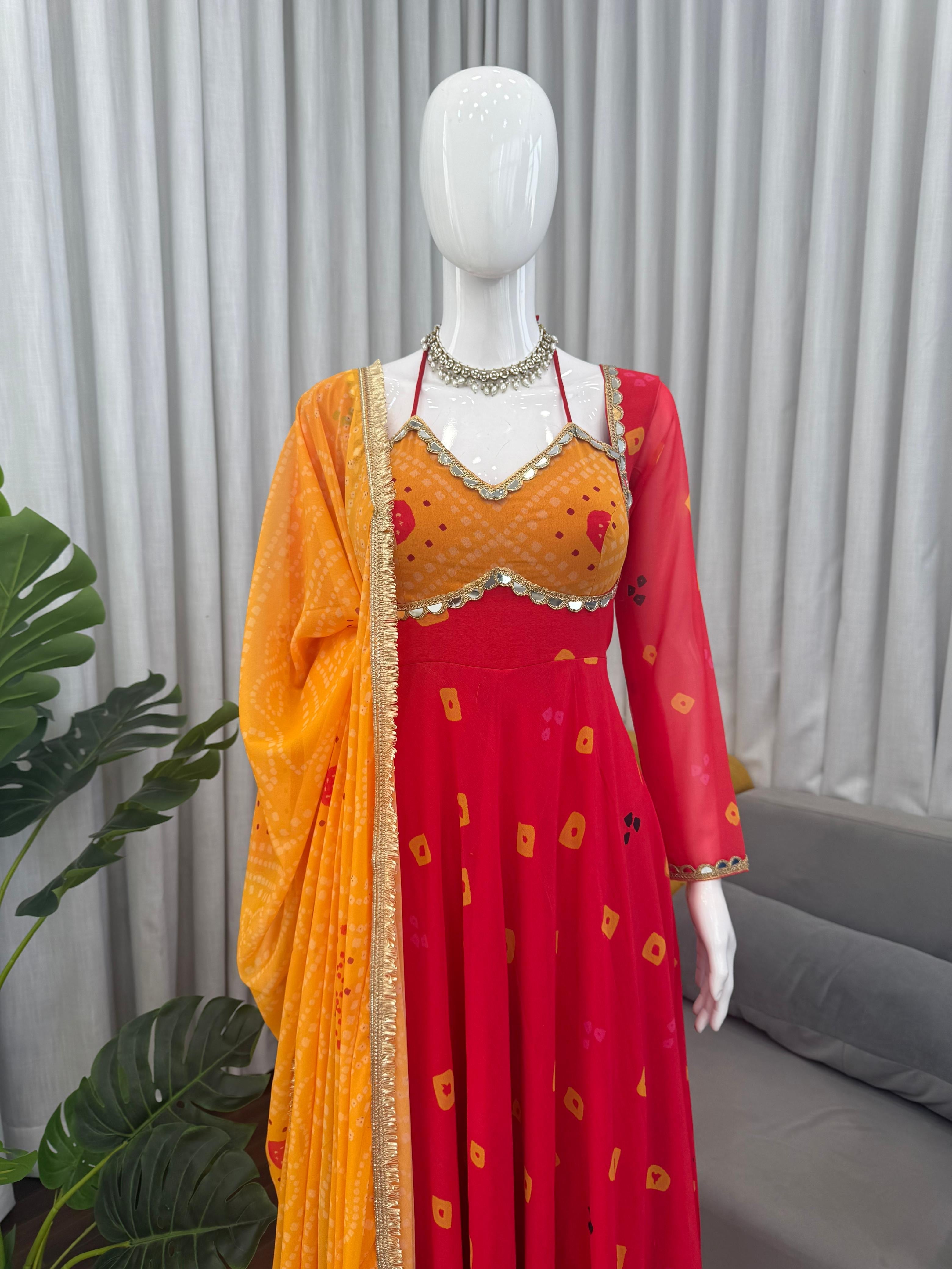 Digital Print & Real Mirror Work – Festive Wear for Women