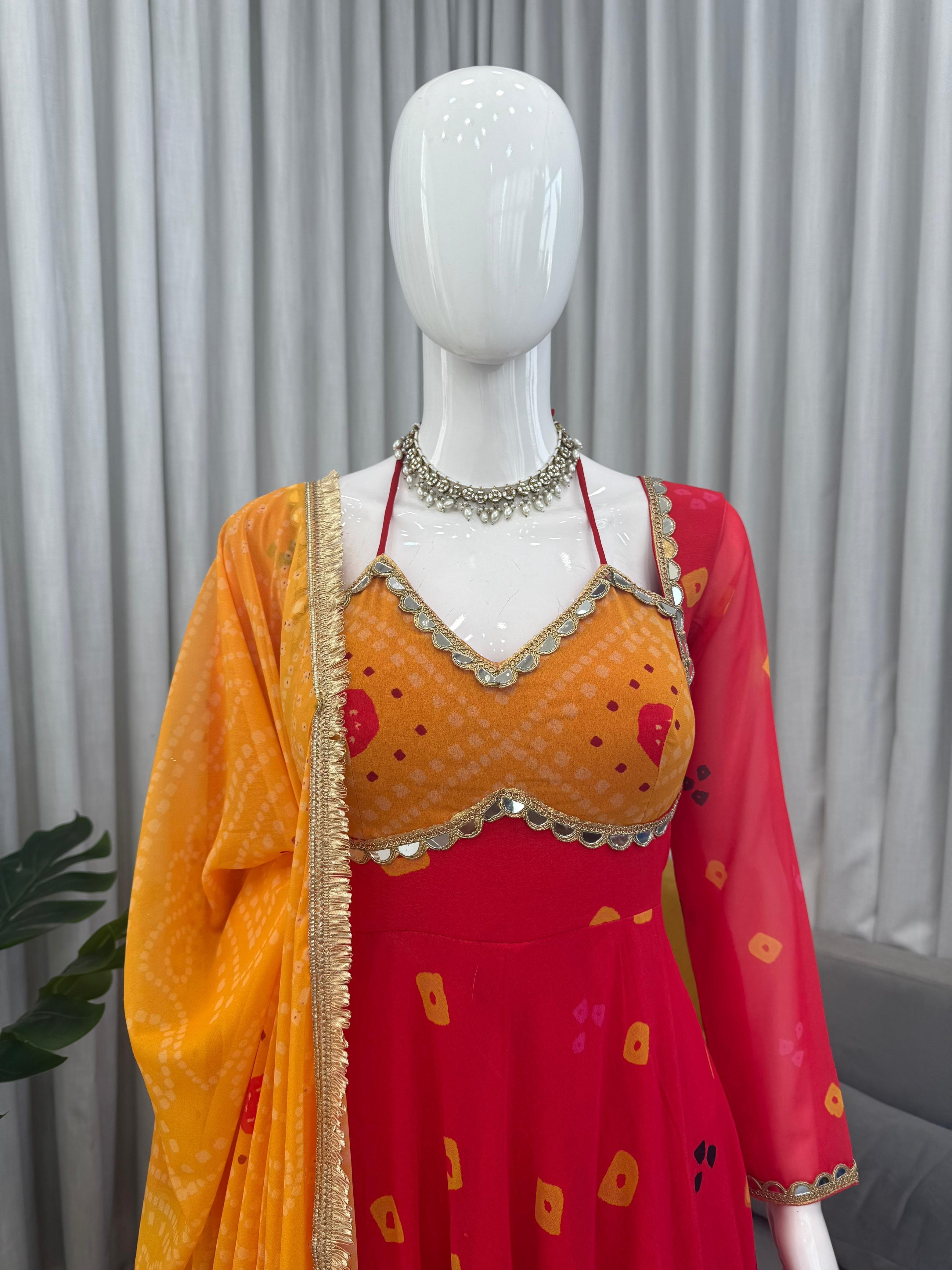 Digital Print & Real Mirror Work – Festive Wear for Women