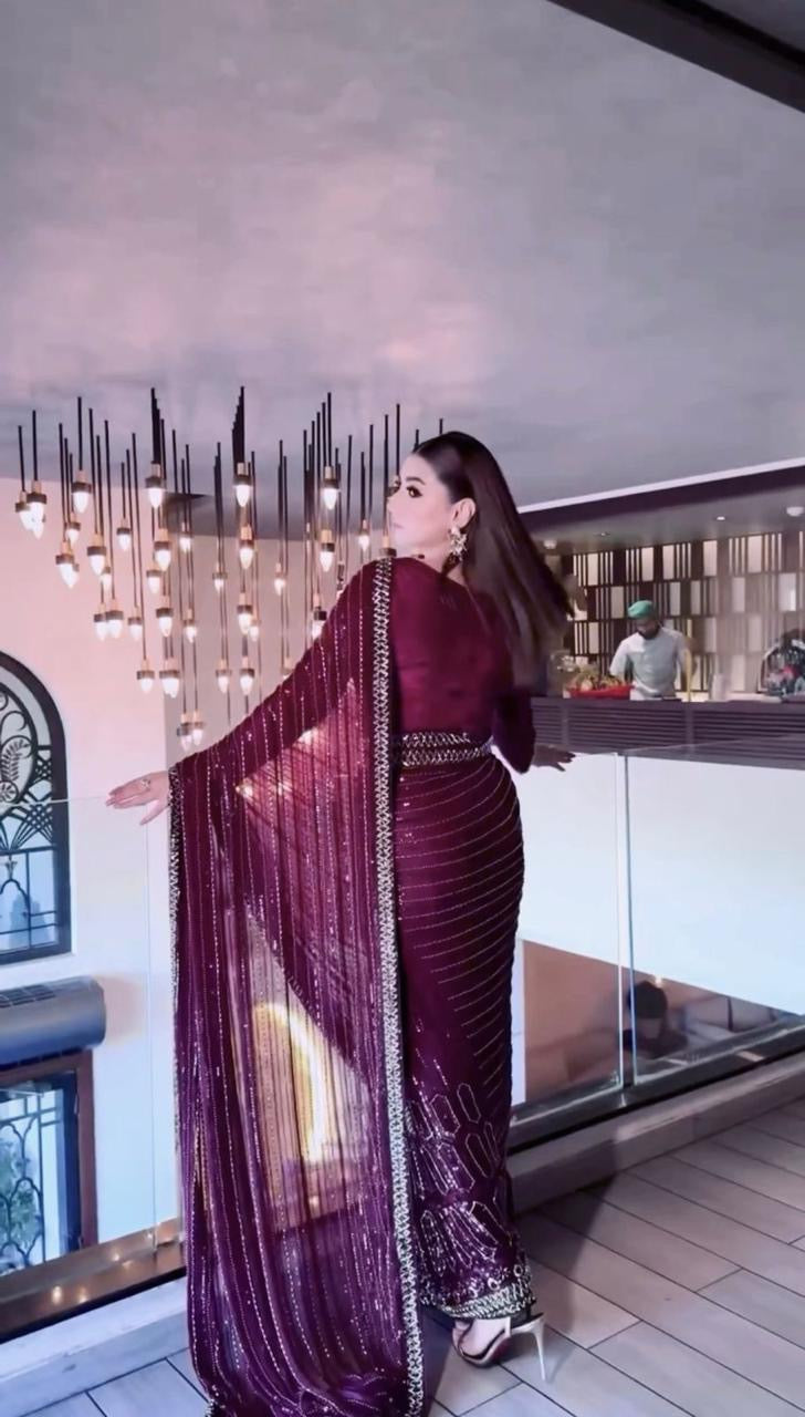 Royal Kasturi Silk Saree with Sequins & Dori Work