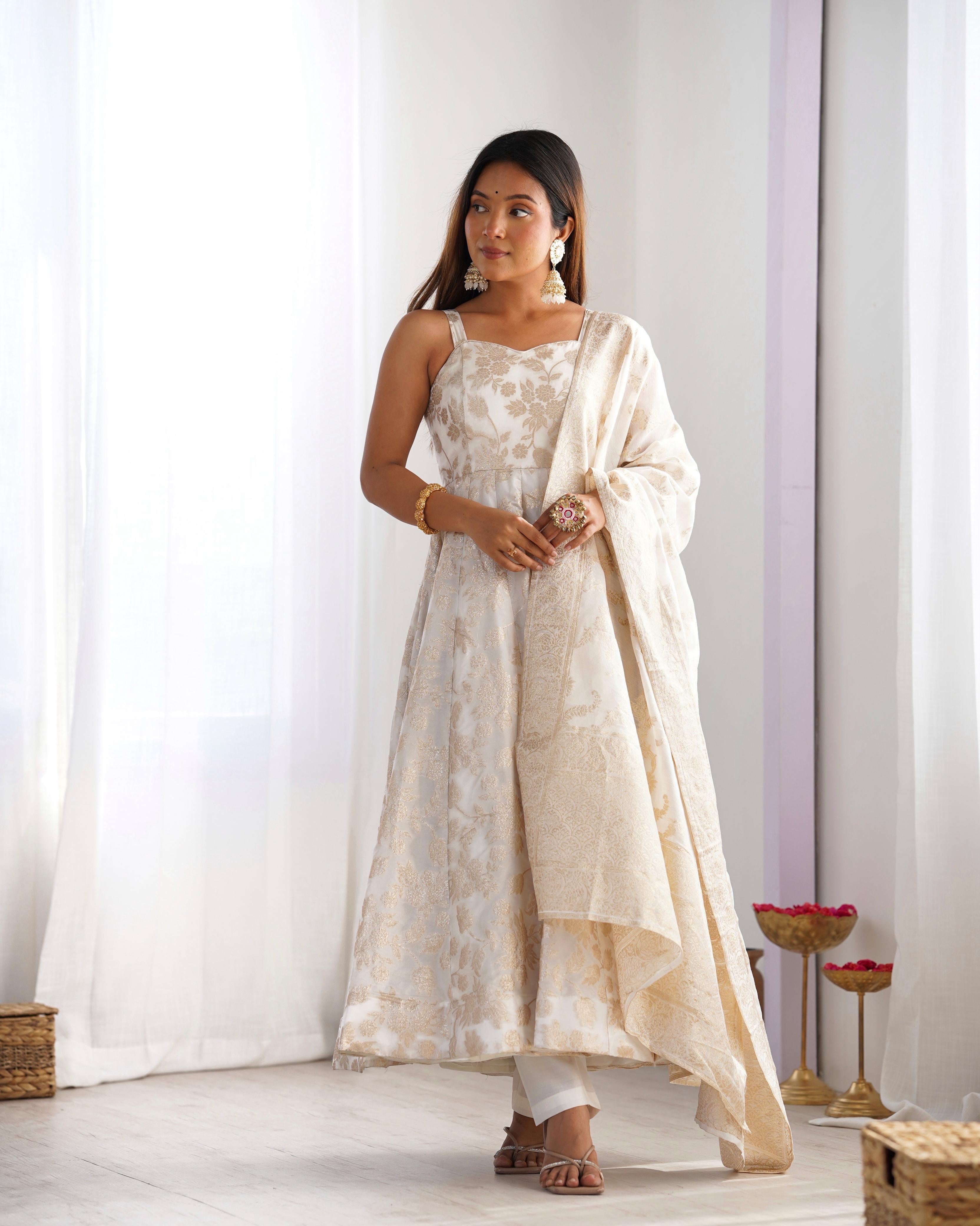 Banarasi Jacquard Dola Silk Anarkali Suit Set