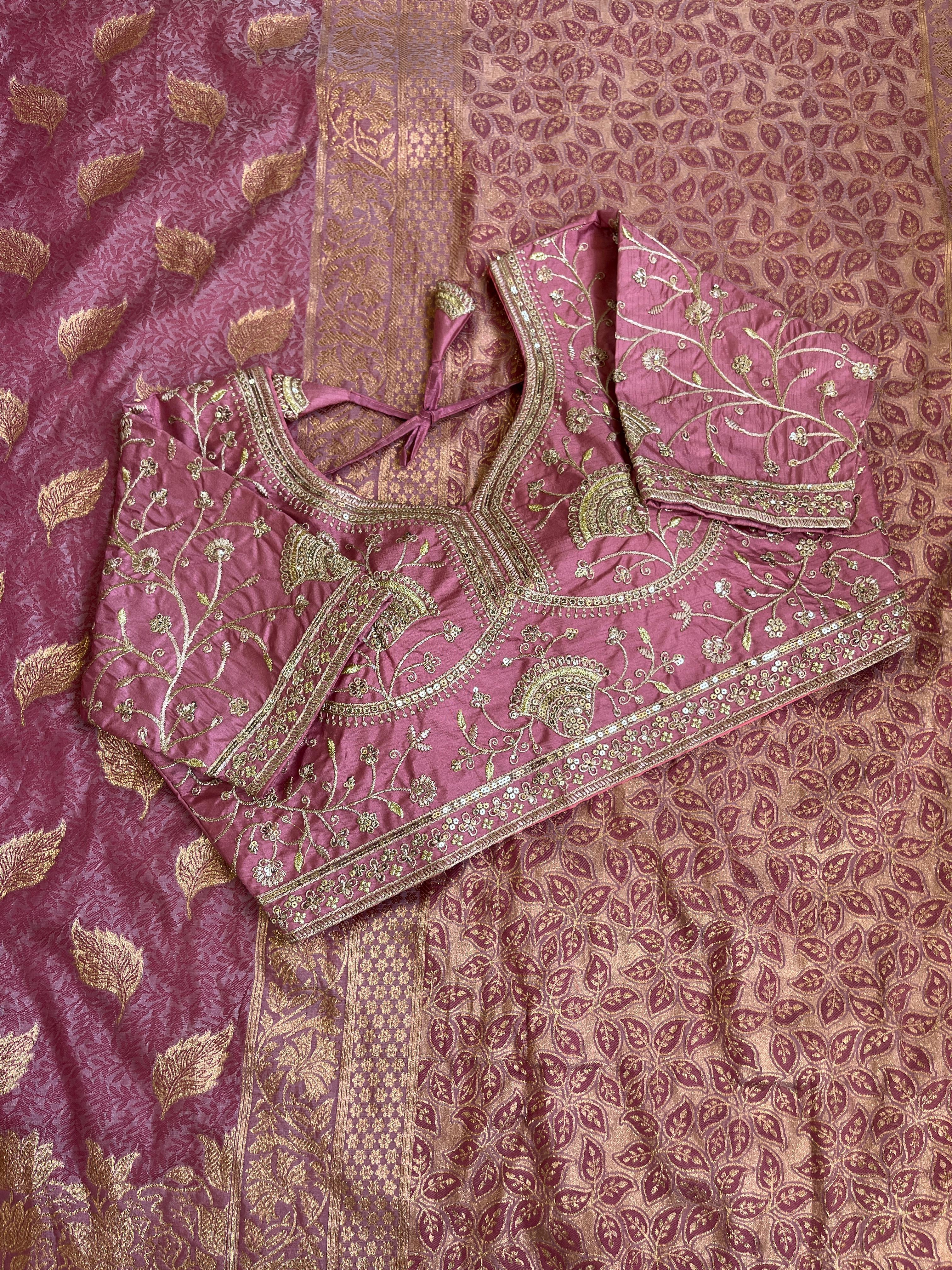 Jacquard Soft Silk Saree – Zari Weaving with Stitched Blouse