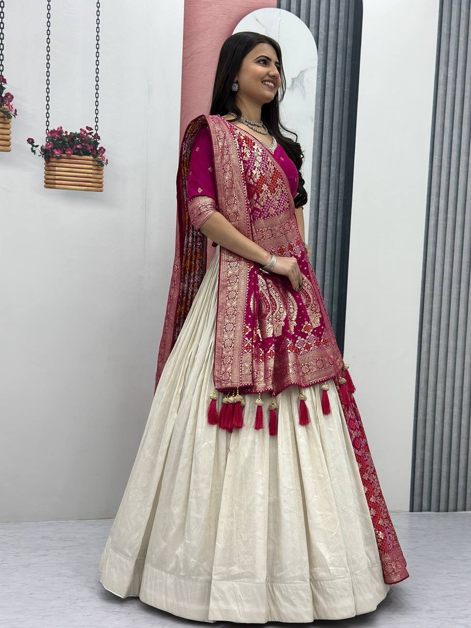 Wedding Special Jacquard Silk Lehenga + Saree Set