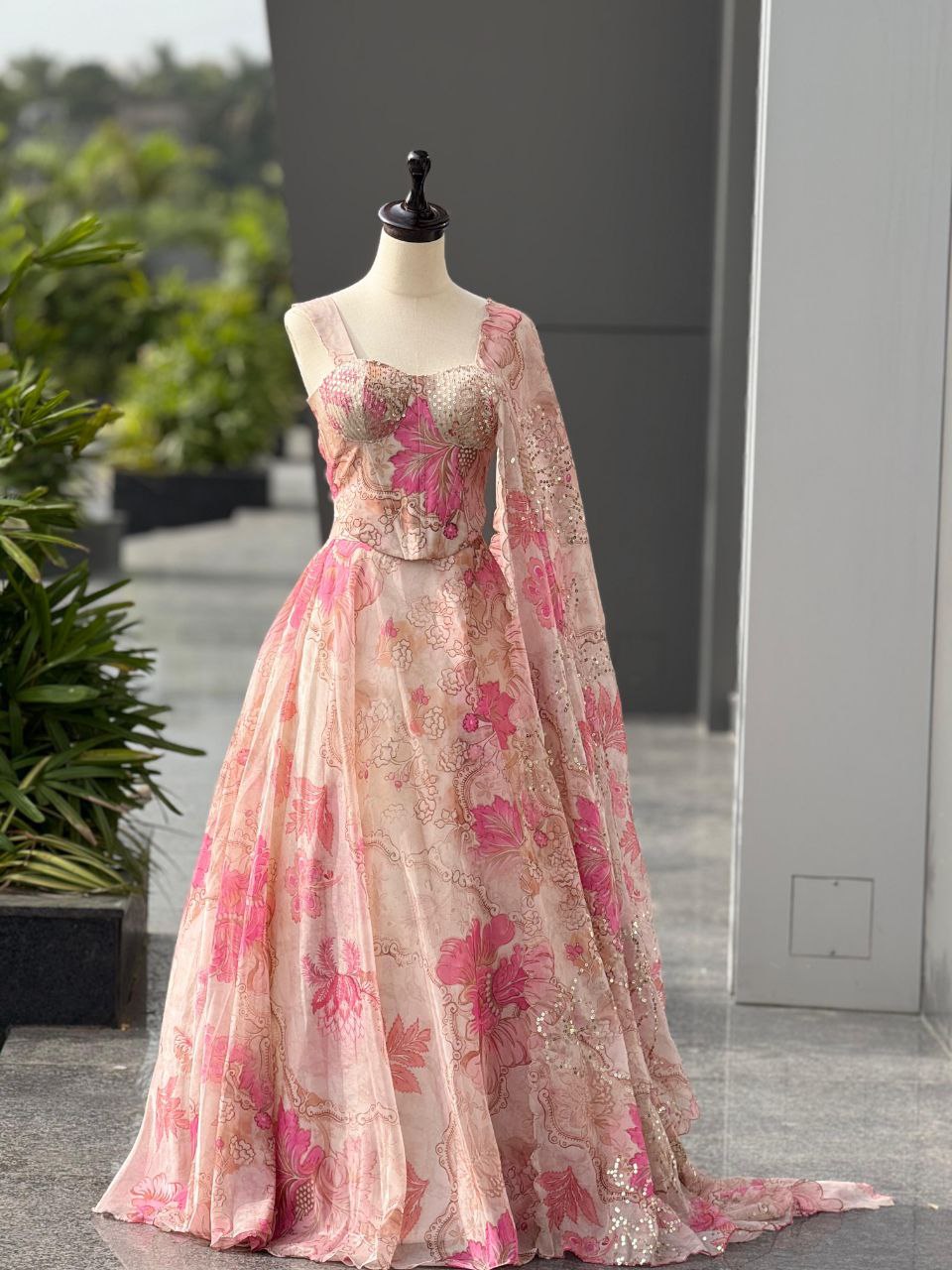 ELEGANT FLORAL PRINT LEHENGA SET