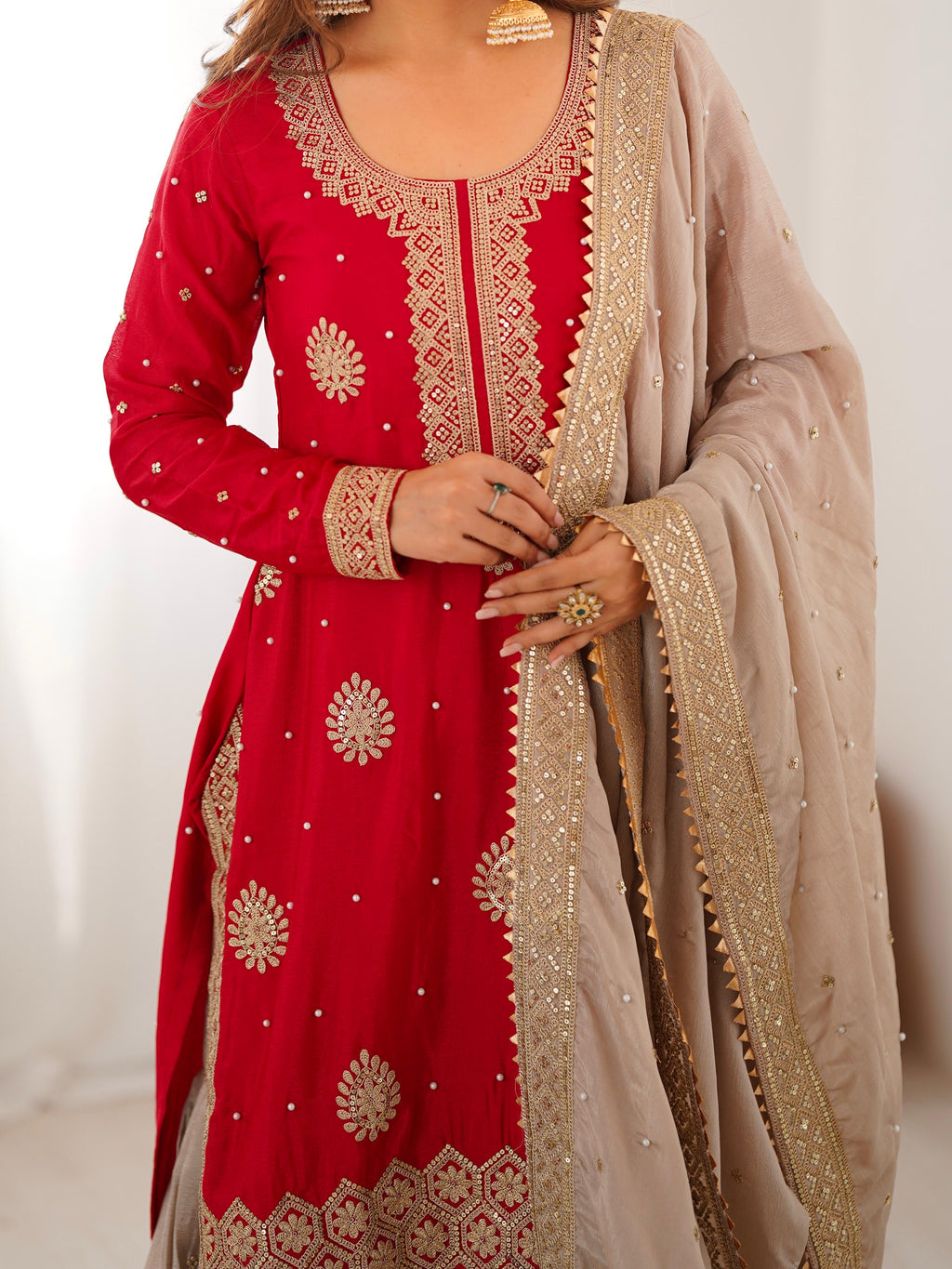 Premium Chinon Silk Sharara Set