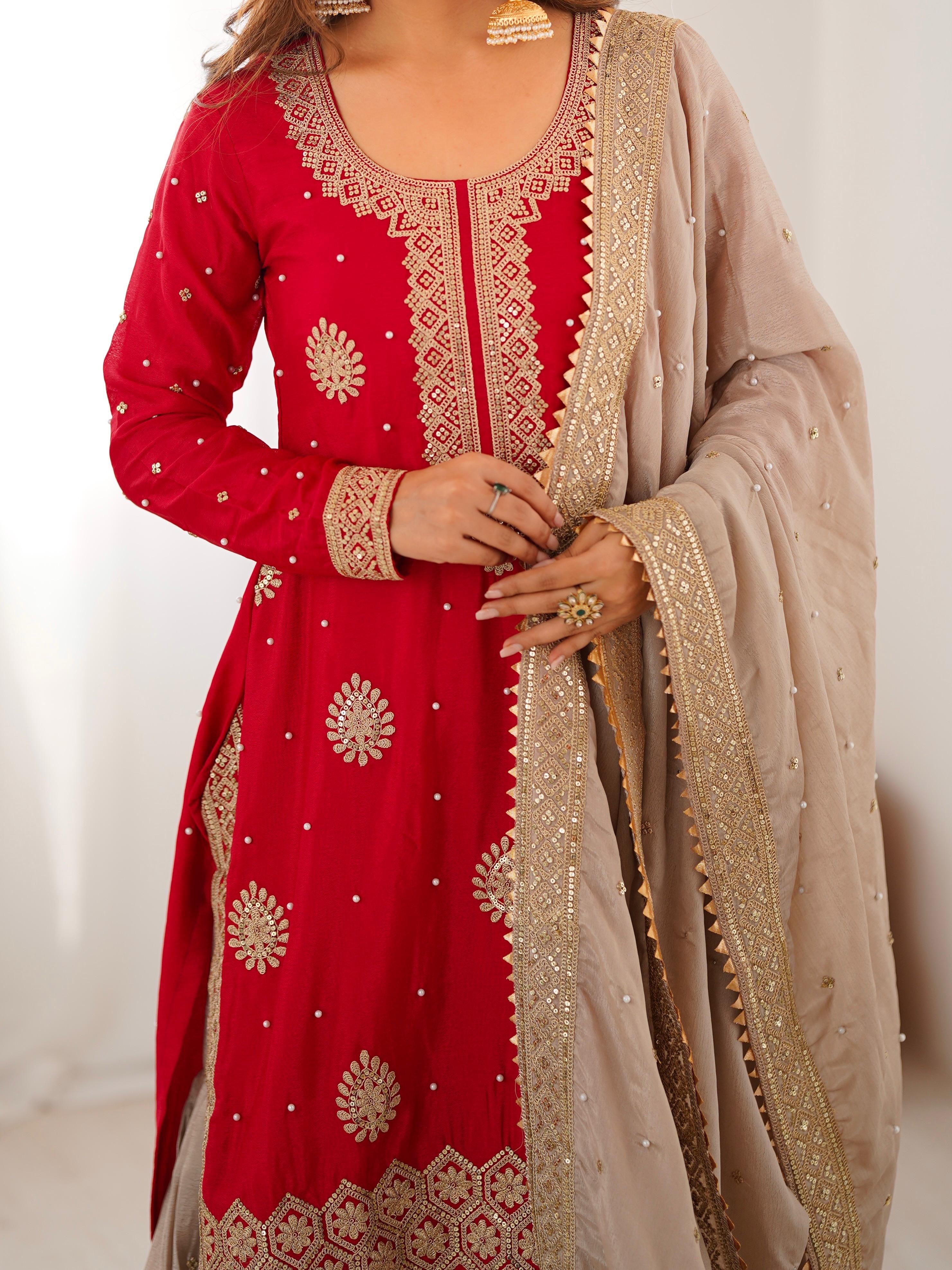 Premium Chinon Silk Sharara Set