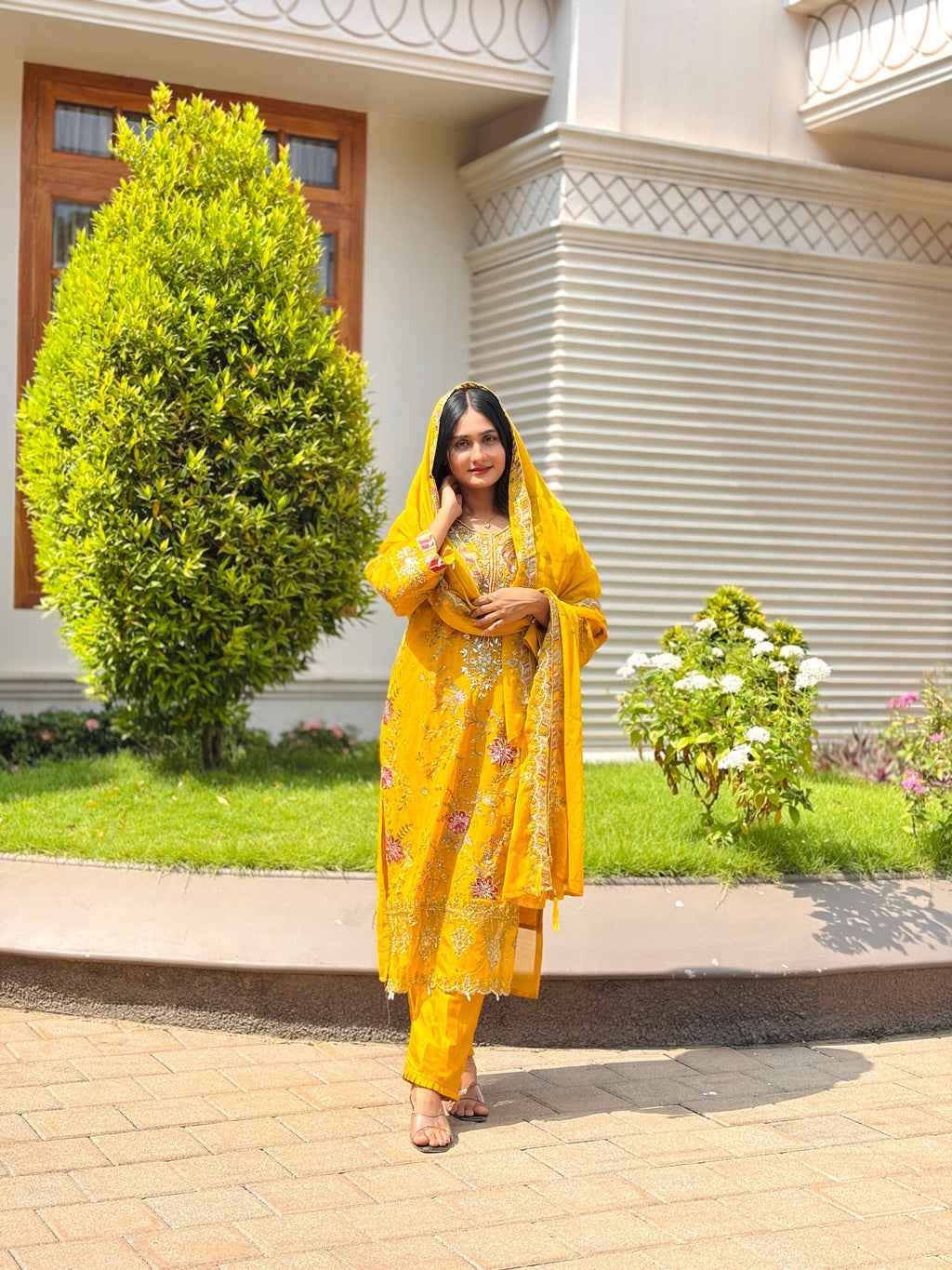 Crunchy Silk Embroidery Suit
