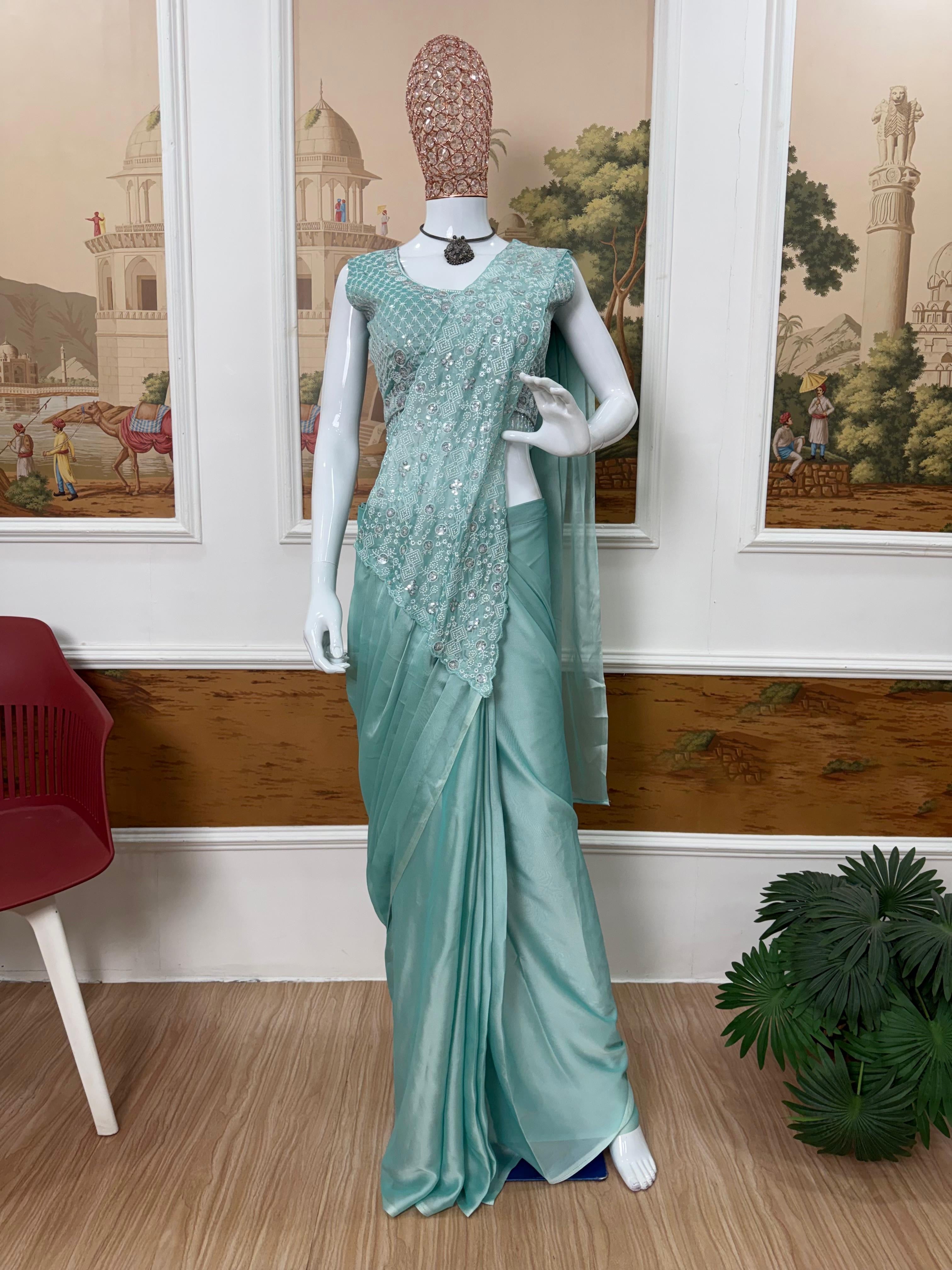 Rangoli Silk Embroidered Saree with Stylish Blouse