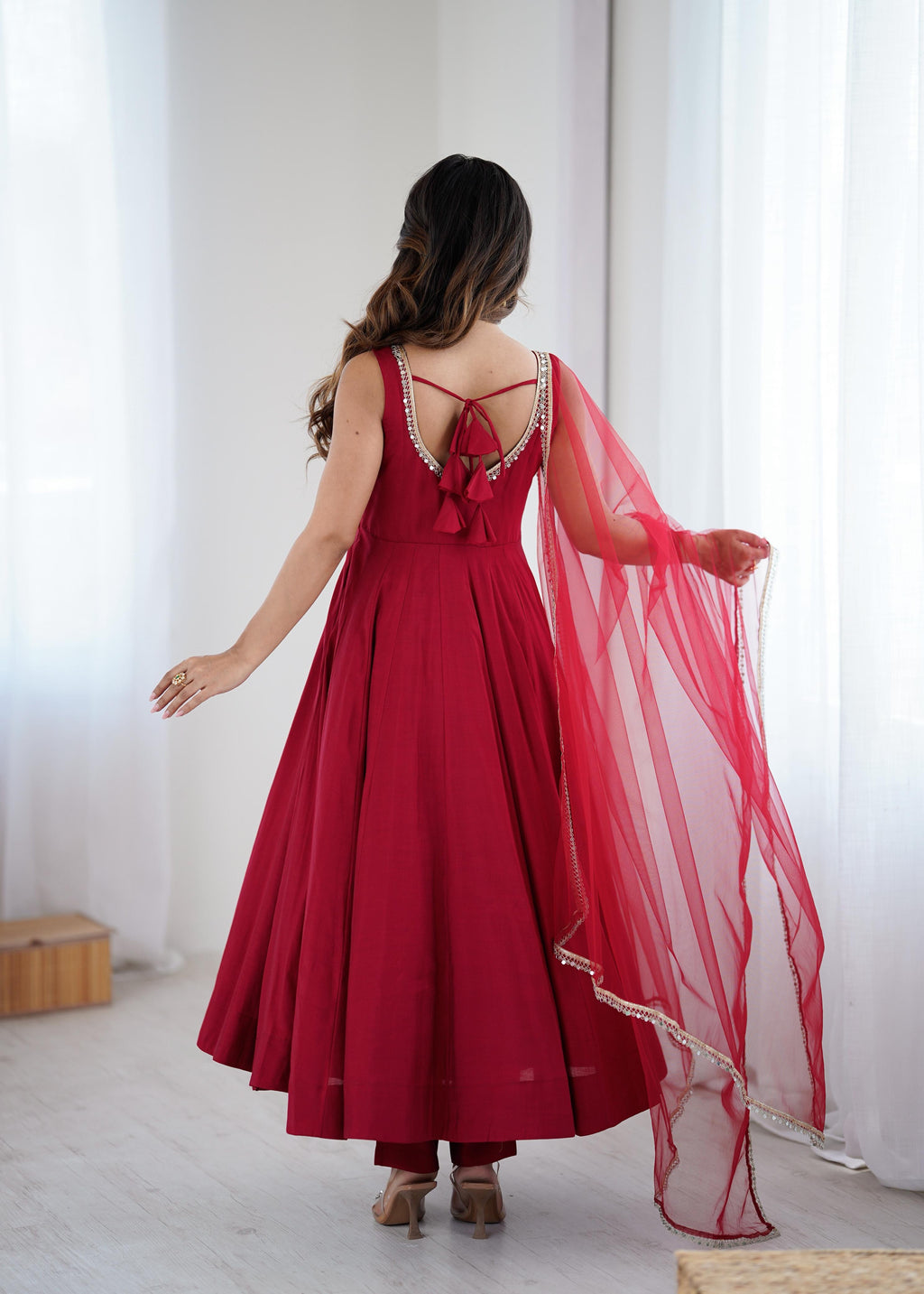 Roman Silk Chanderi Anarkali Set