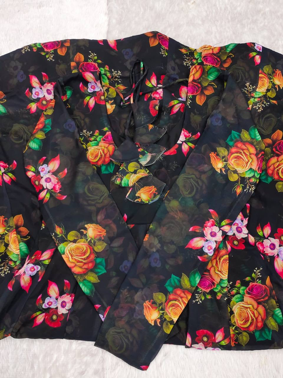 Black Floral Anarkali Suit