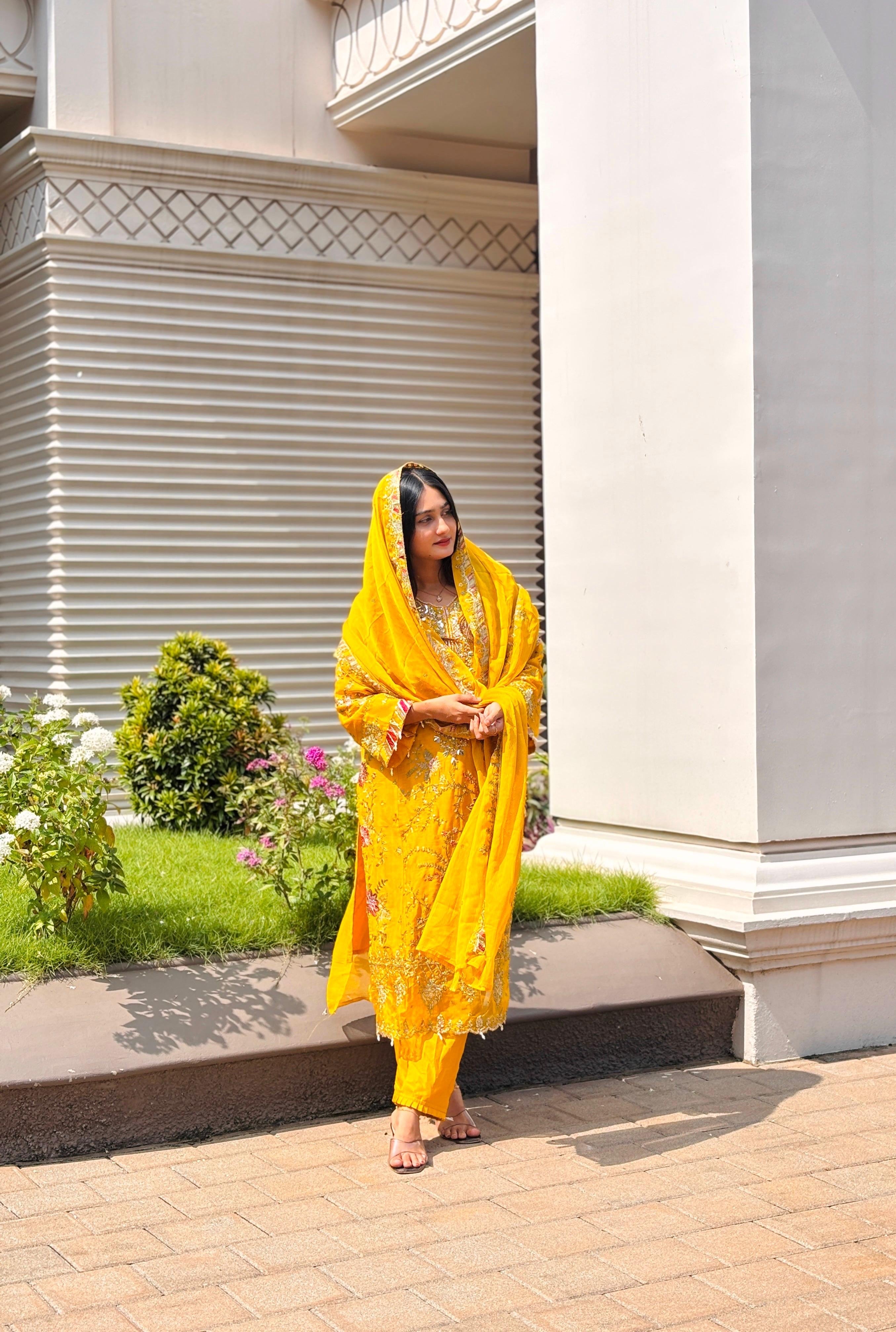 Crunchy Silk Embroidery Suit