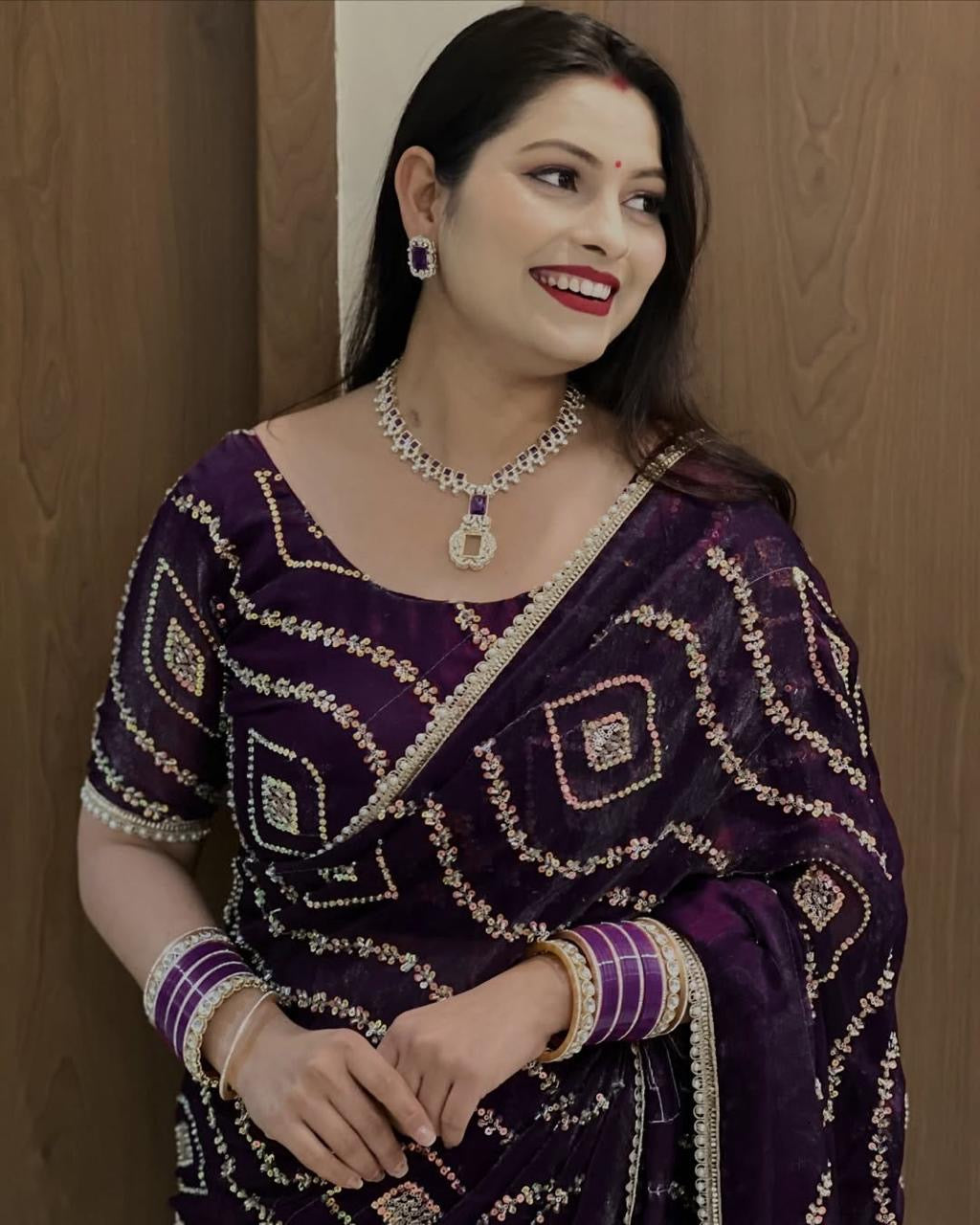 Pure Fendy Satin Silk Handwork Party Wear