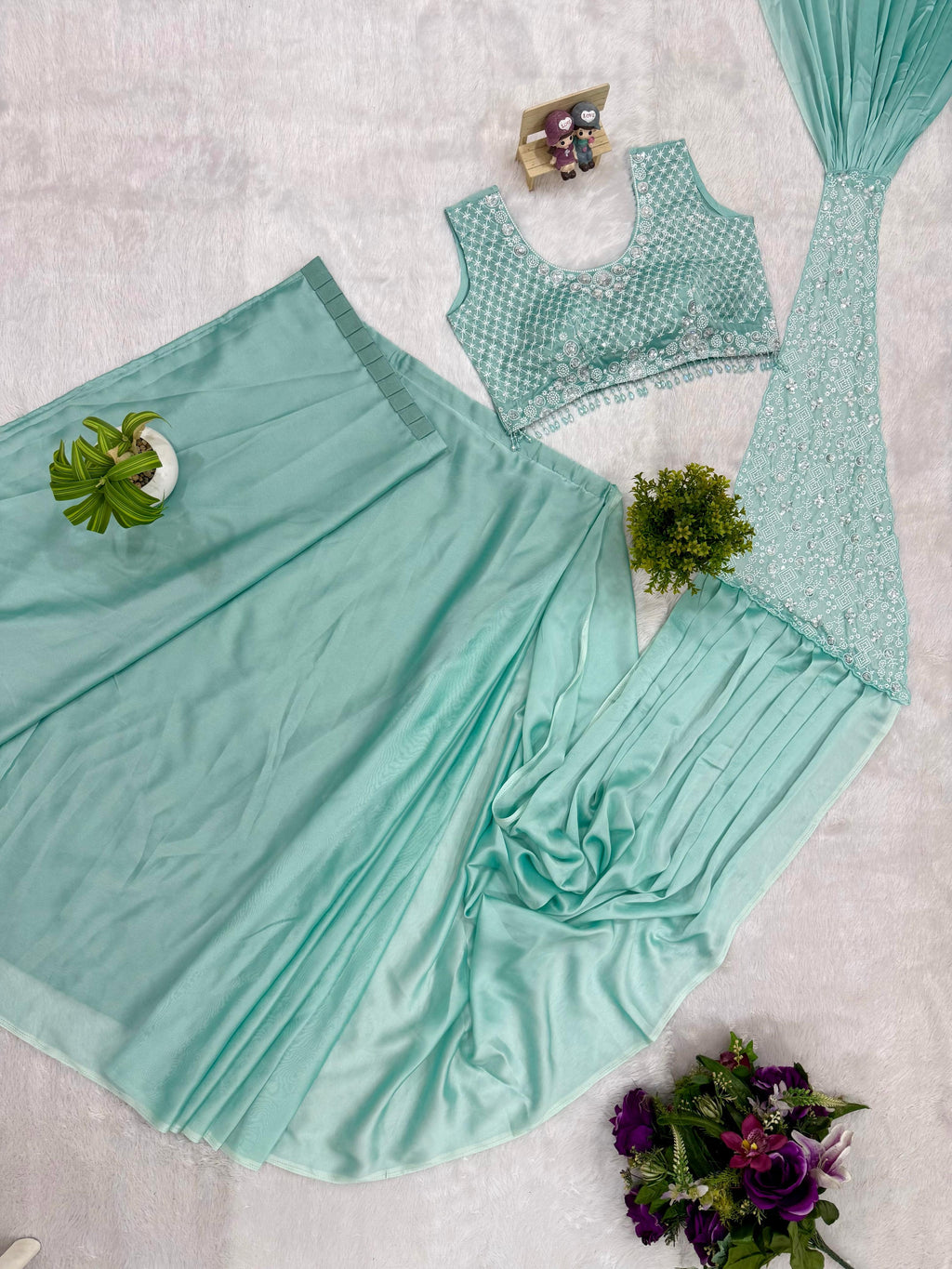 Rangoli Silk Embroidered Saree with Stylish Blouse