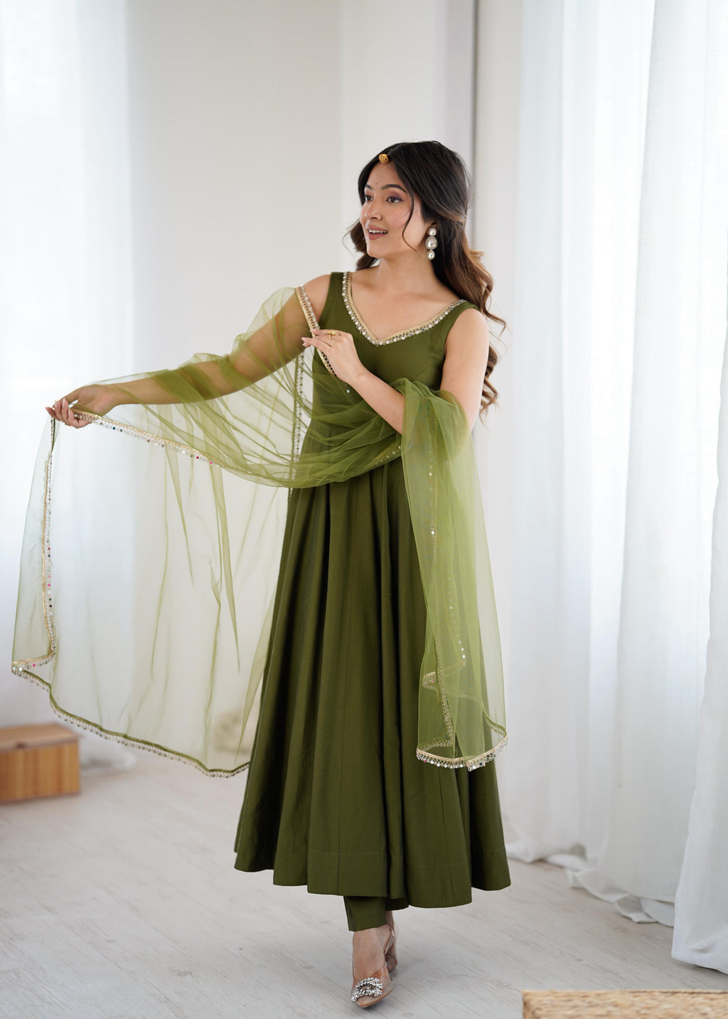 Roman Silk Chanderi Anarkali Set
