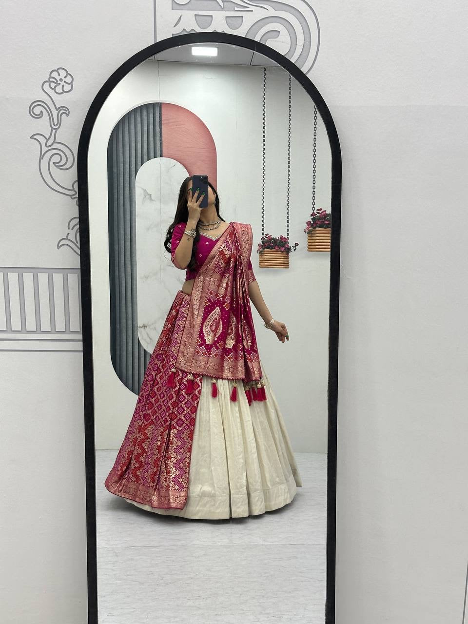 Wedding Special Jacquard Silk Lehenga + Saree Set