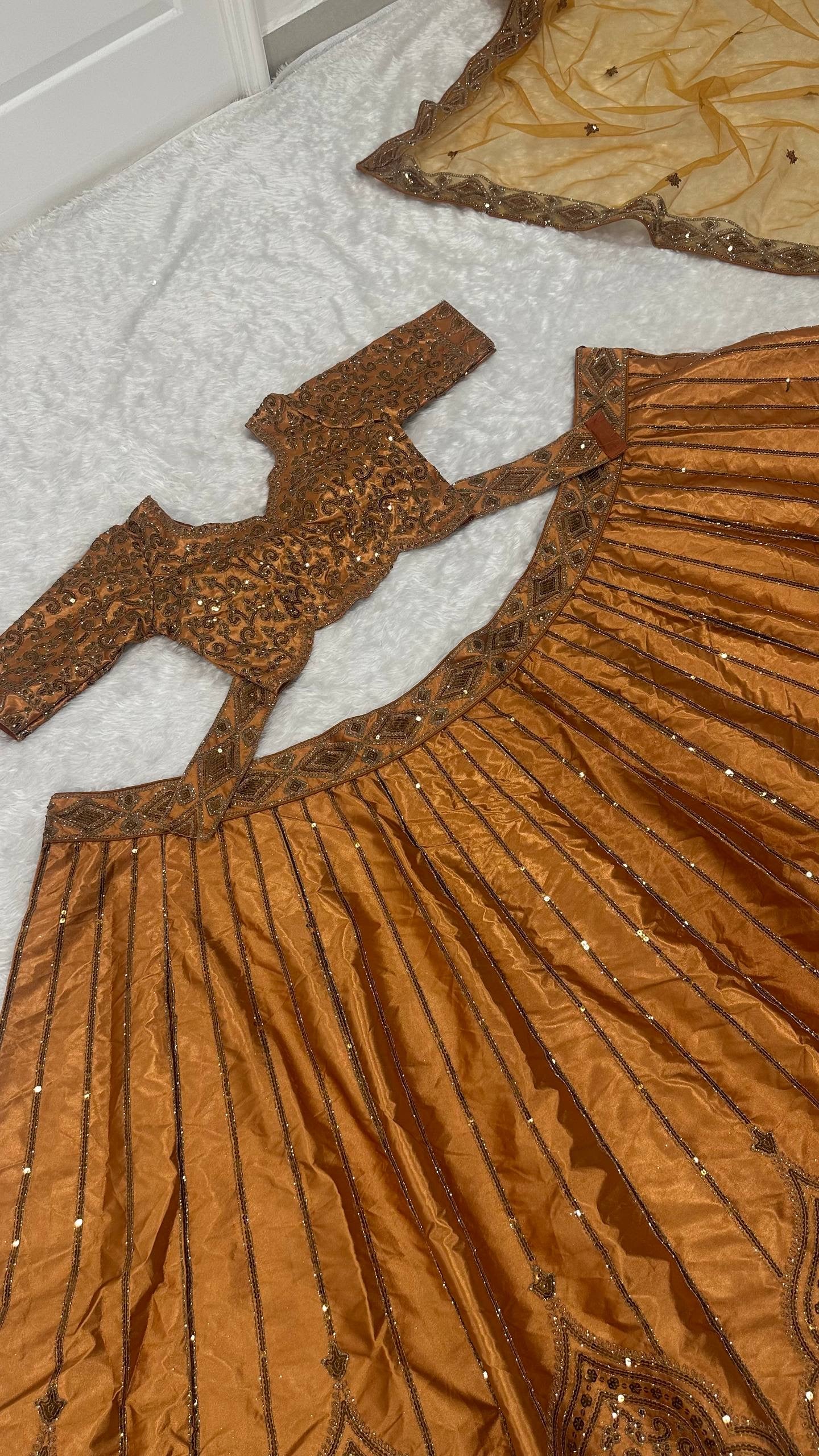 Vintage Grace Satin Silk Lehenga Set