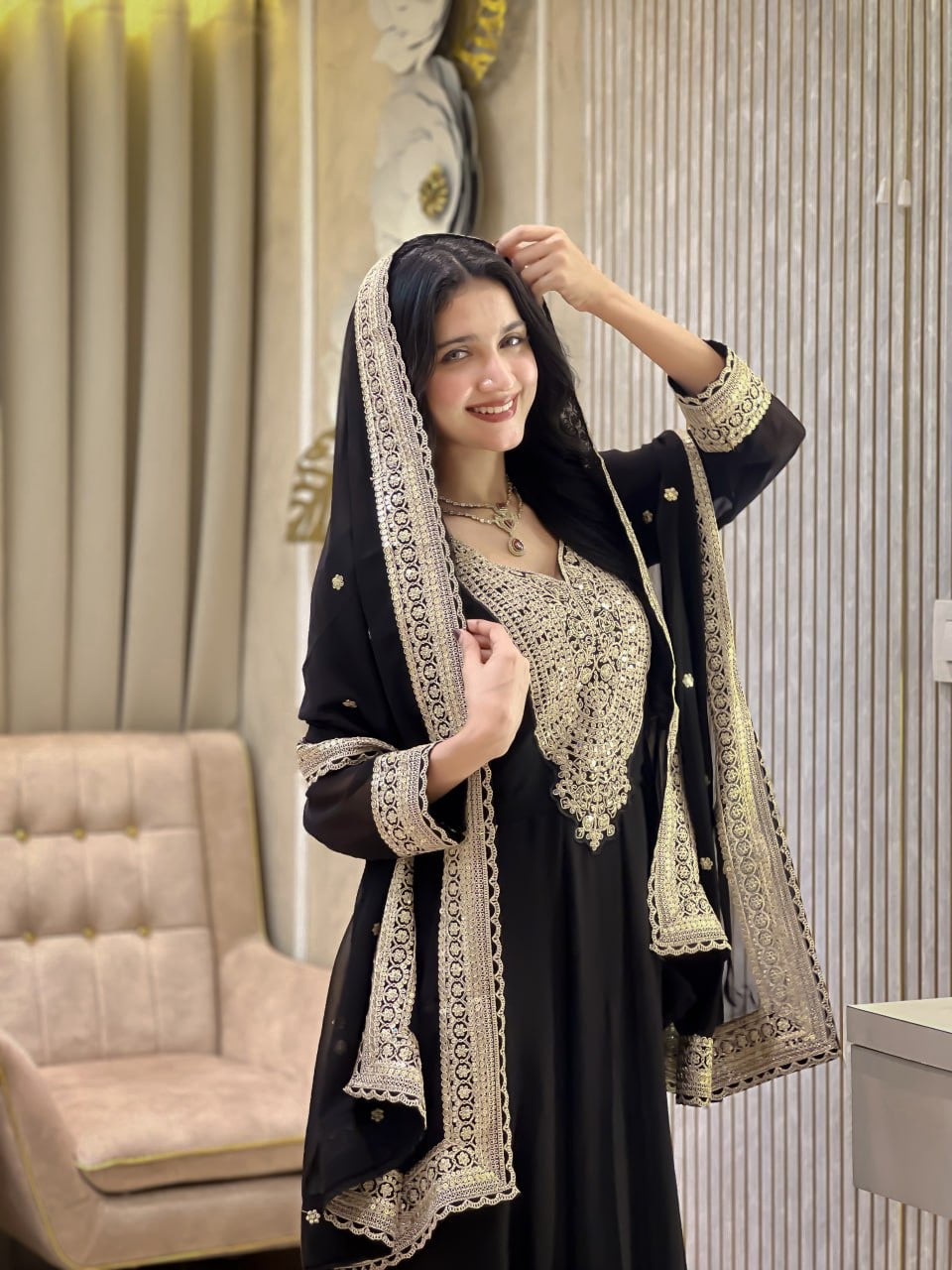 Shehzaadi Grace Sequence Work Gown