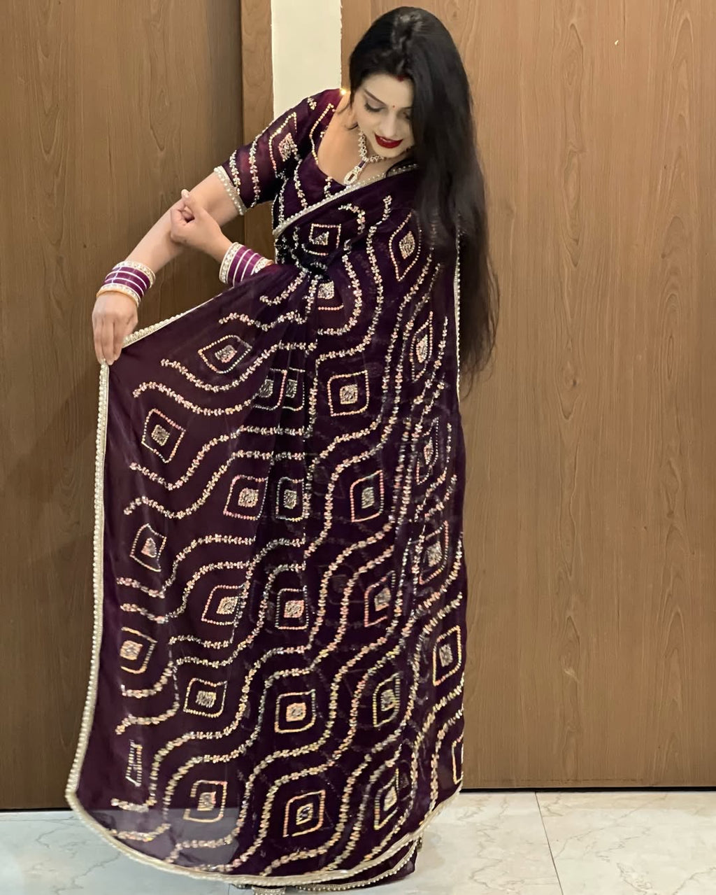 Pure Fendy Satin Silk Handwork Party Wear