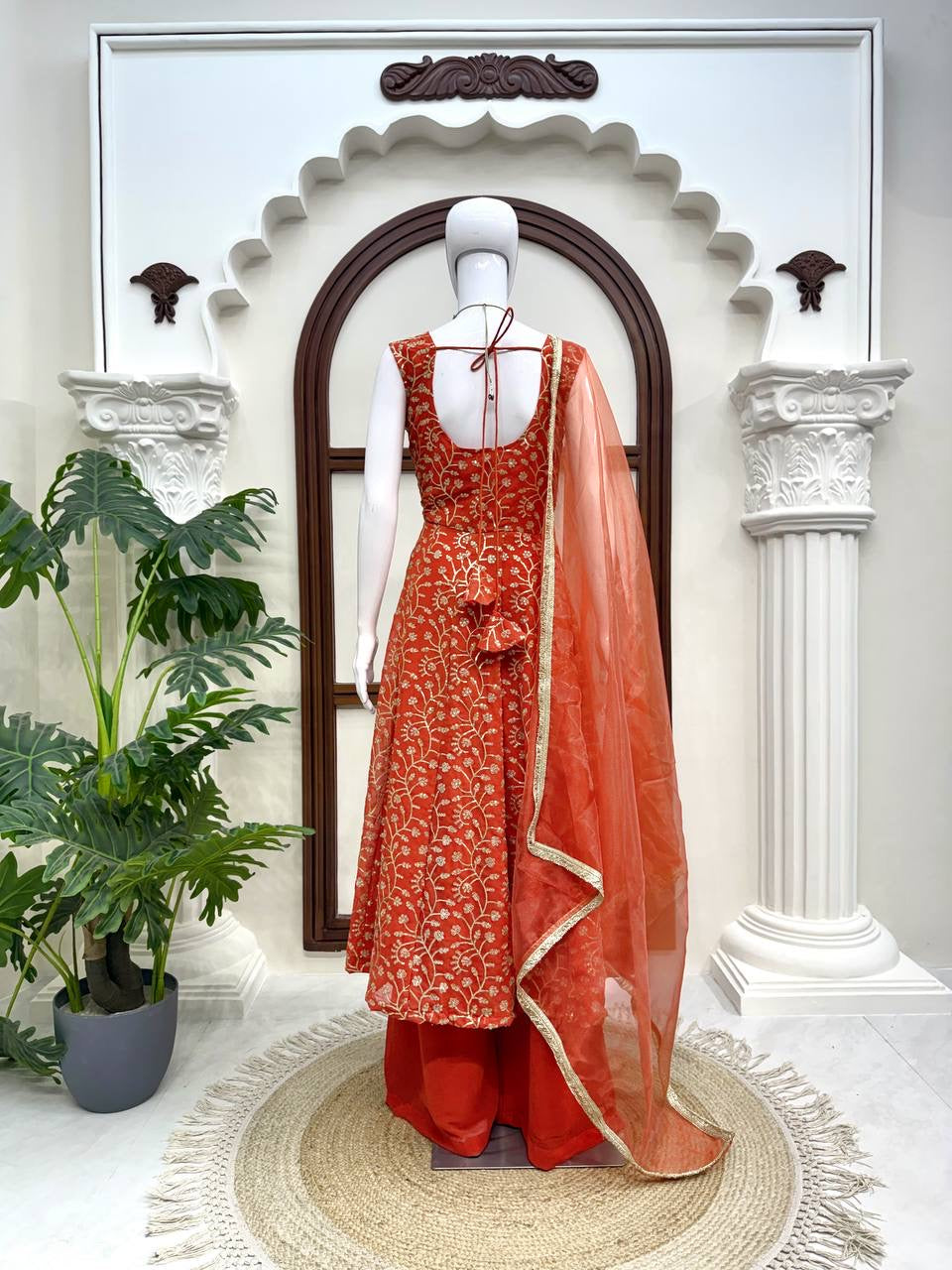 Elegant Gown Plazzo Set – Faux Georgette Festive Wear
