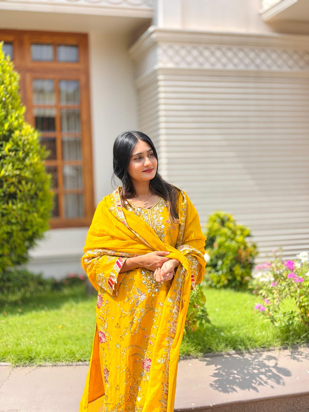 Crunchy Silk Embroidery Suit