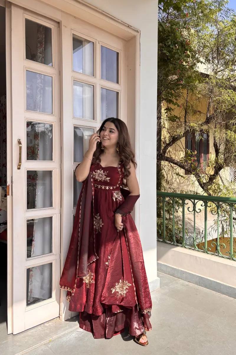 Flowy Flair Anarkali Set – Fendy Silk Embroidered Suit