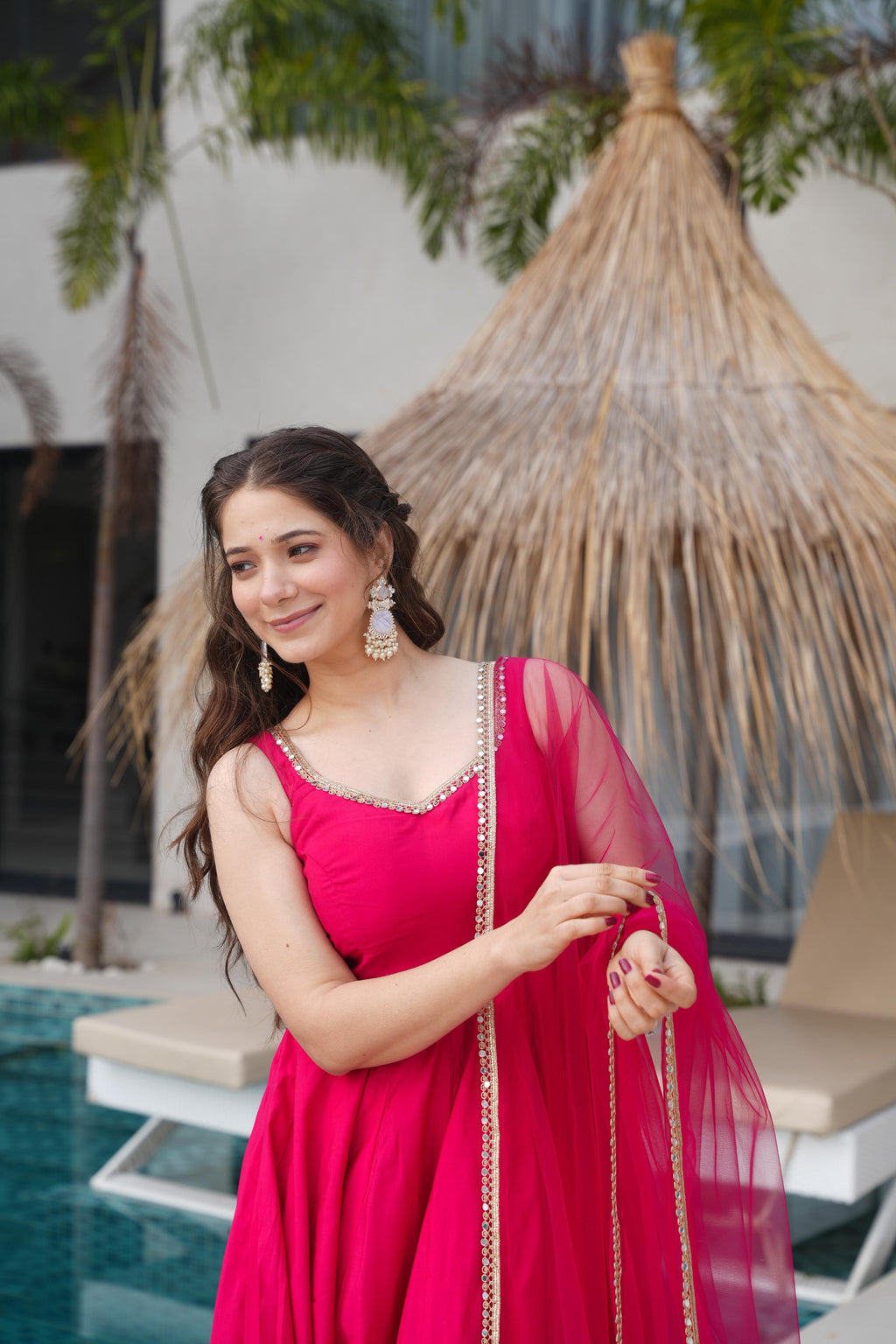 Roman Silk Chanderi Anarkali Set