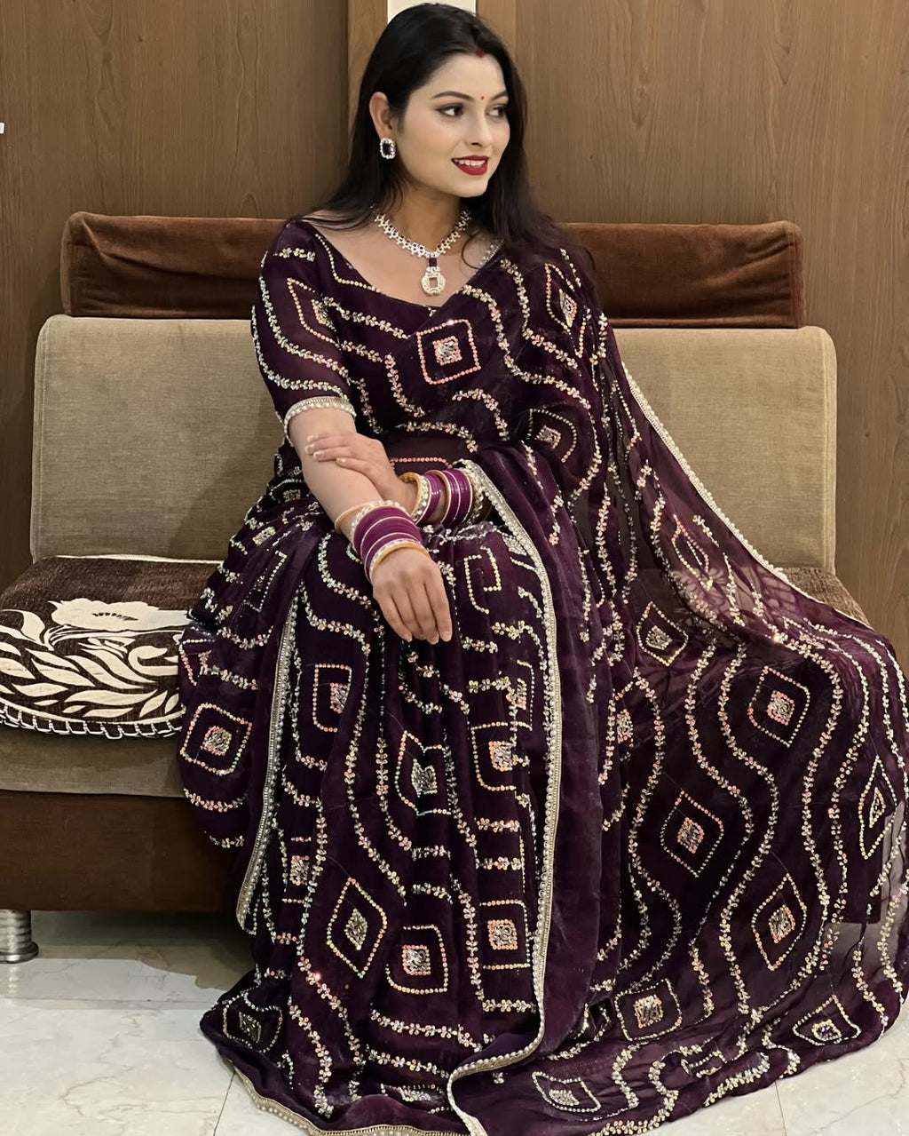 Pure Fendy Satin Silk Handwork Party Wear