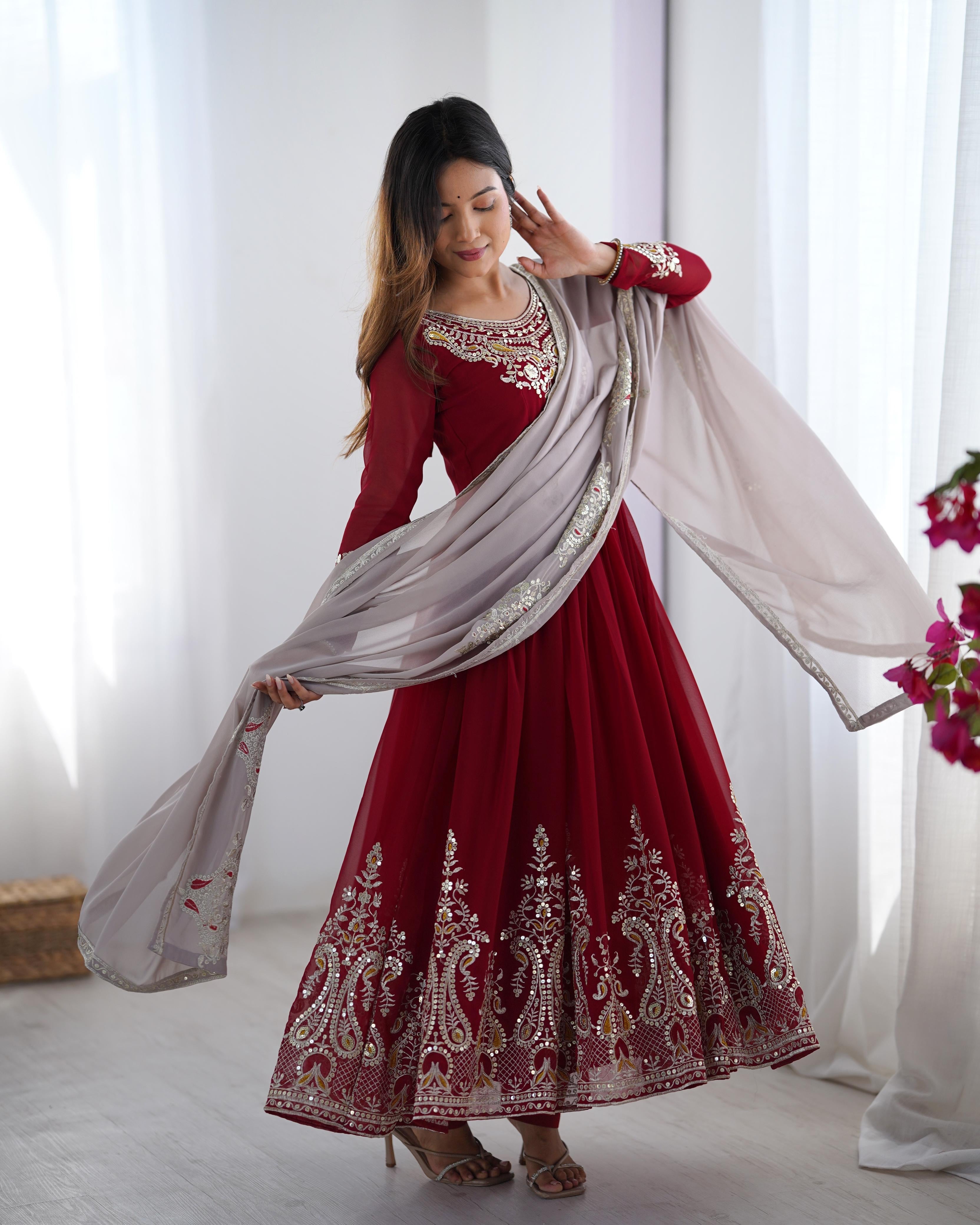 Glow Fit Anarkali Suit – Sequence Work Stylish Set