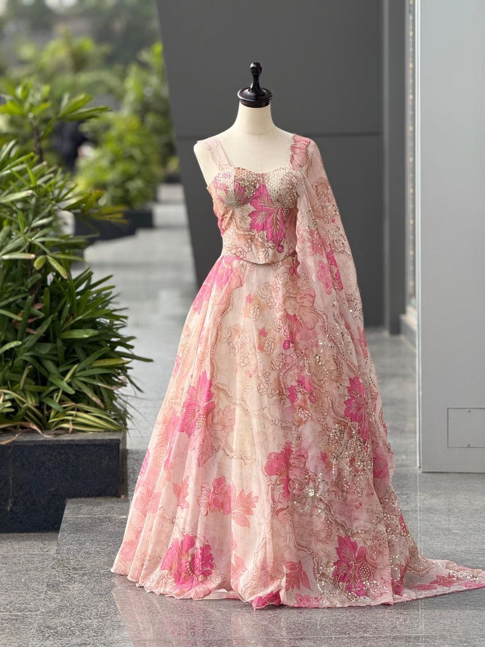 ELEGANT FLORAL PRINT LEHENGA SET