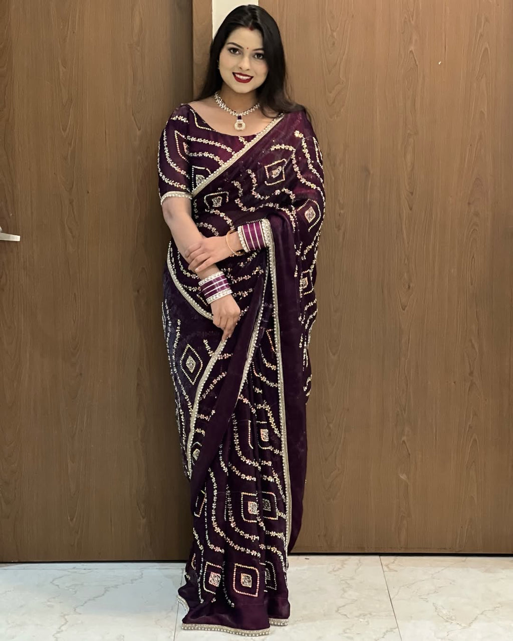 Pure Fendy Satin Silk Handwork Party Wear