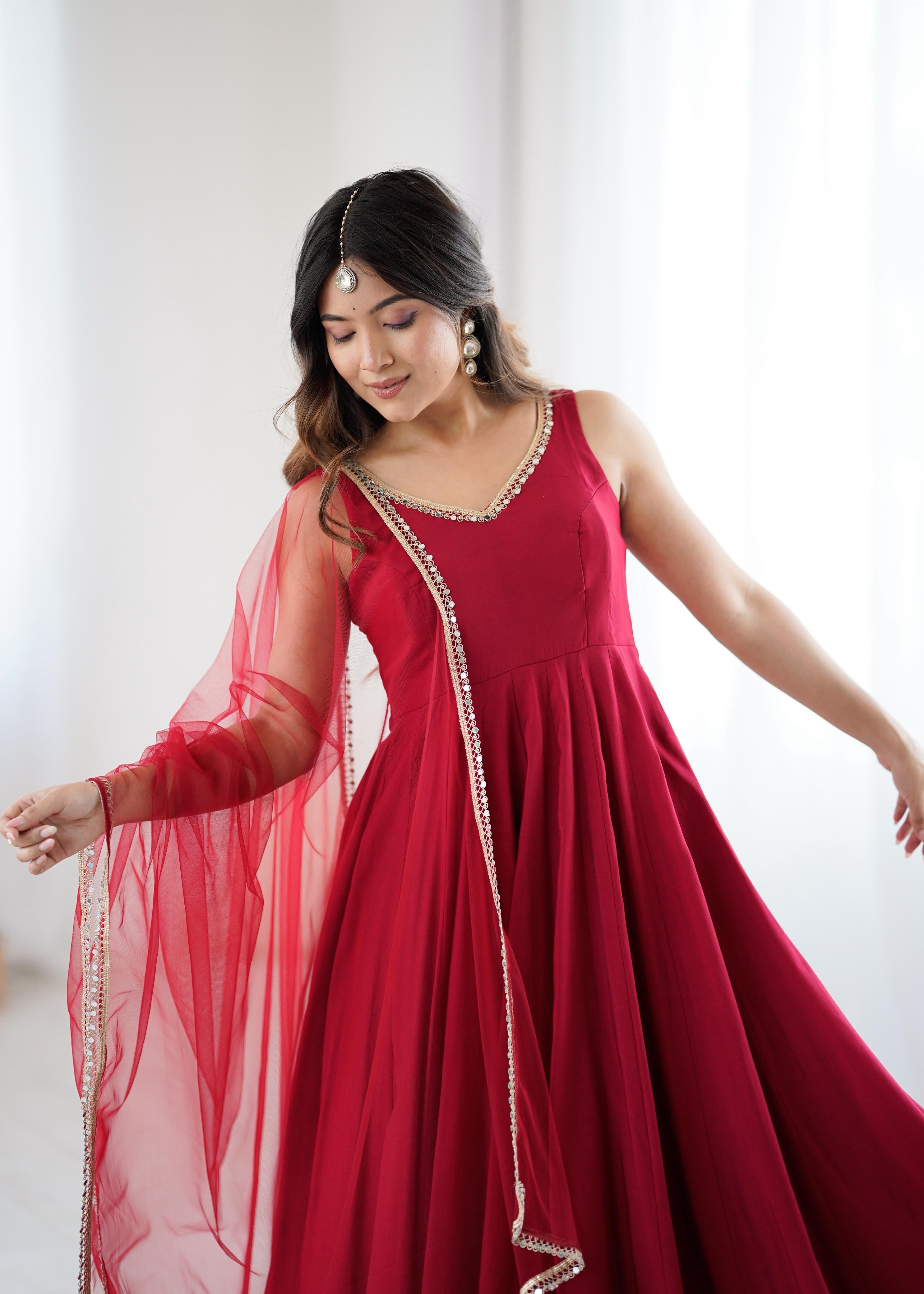 Roman Silk Chanderi Anarkali Set