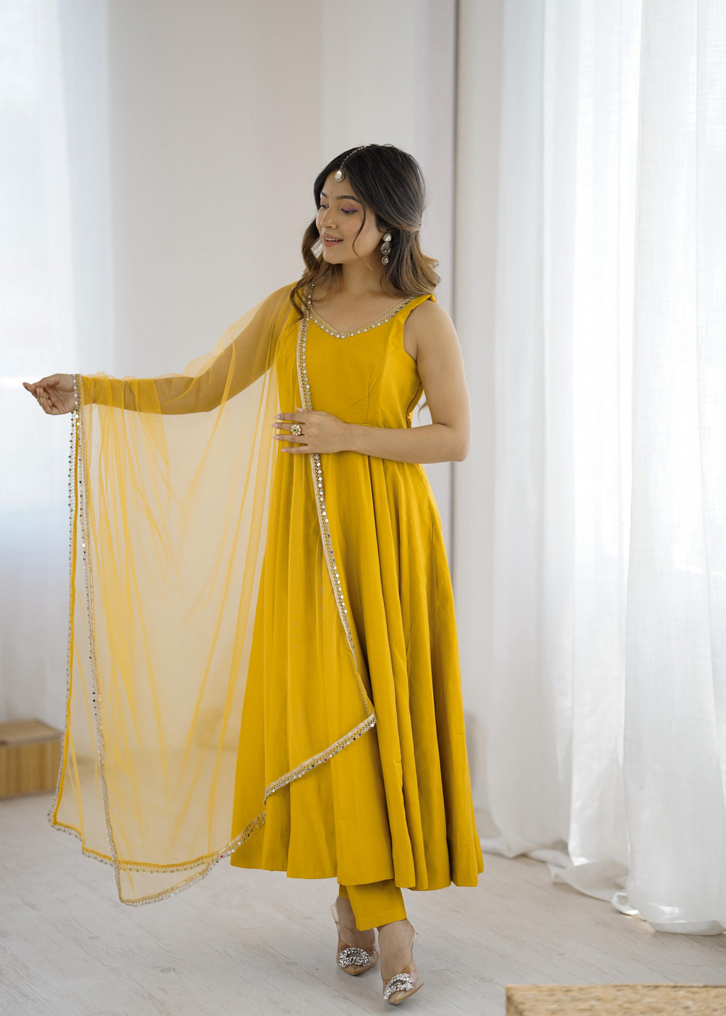 Roman Silk Chanderi Anarkali Set