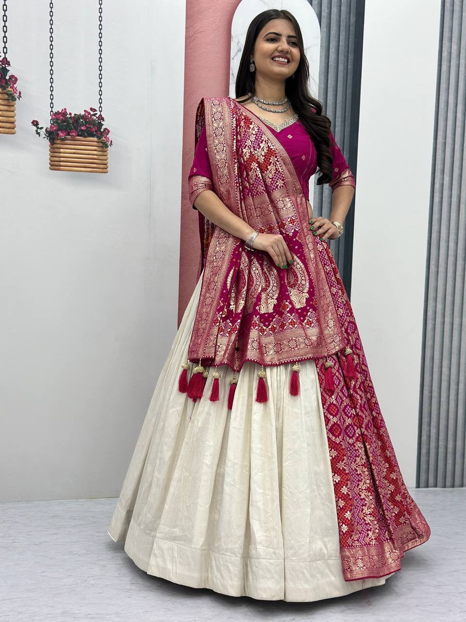 Wedding Special Jacquard Silk Lehenga + Saree Set